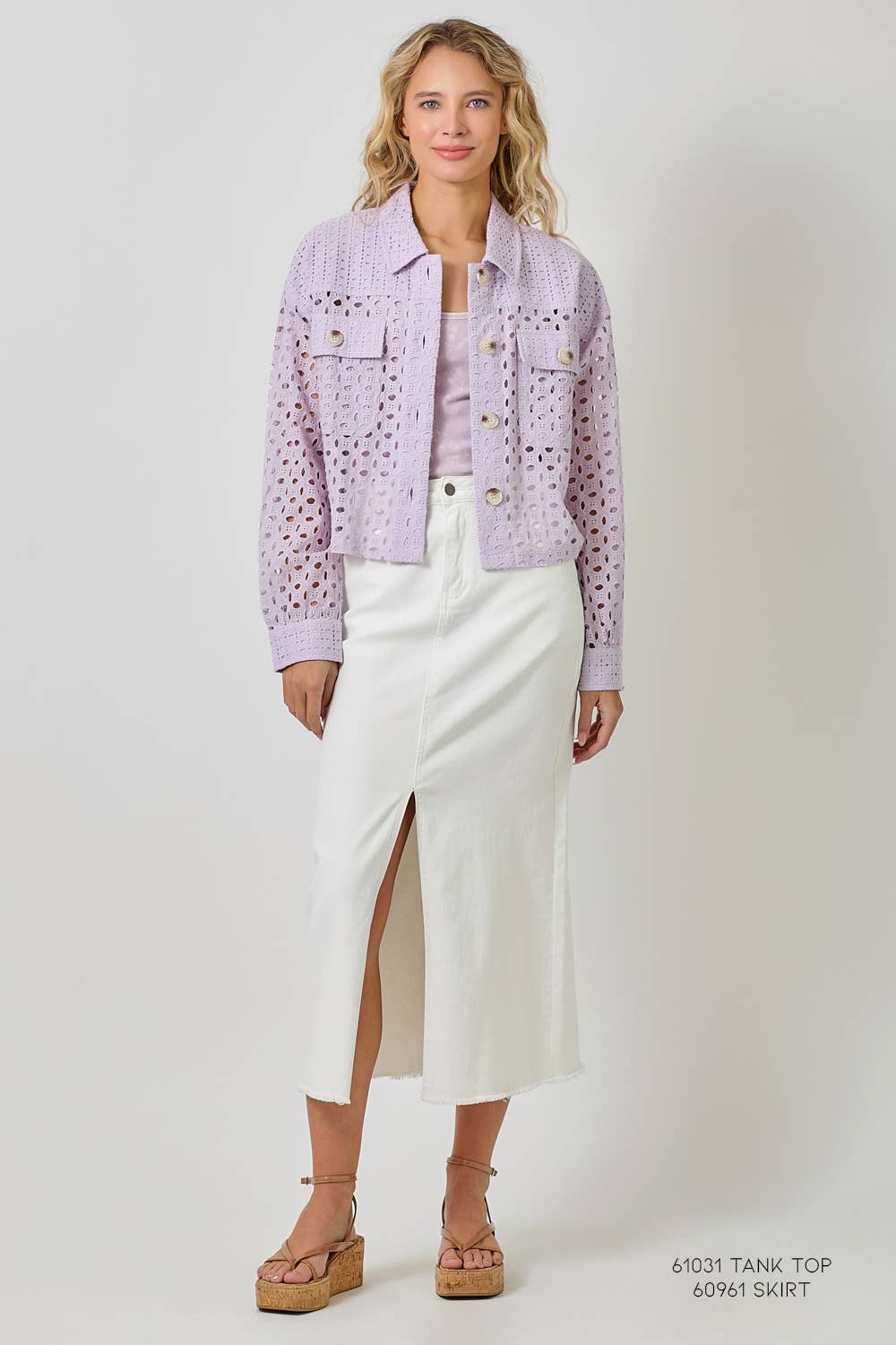 LAVENDER MIXED EYELET JACKET