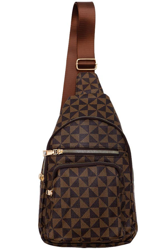 BROWN TRIANGLE CHECKERED SLING