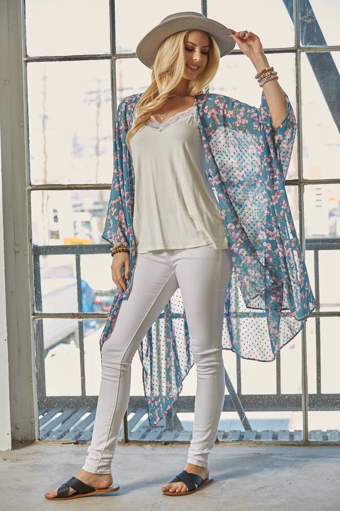 Plus Chiffon Floral Kimono