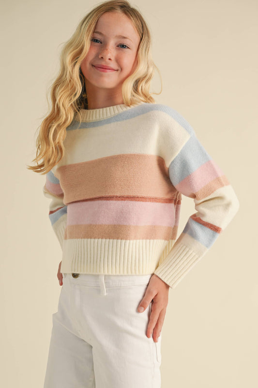 TWEEN COLOR BLOCK SWEATER