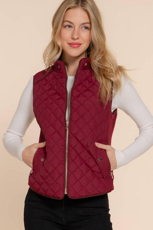 WINE QUILTED VEST