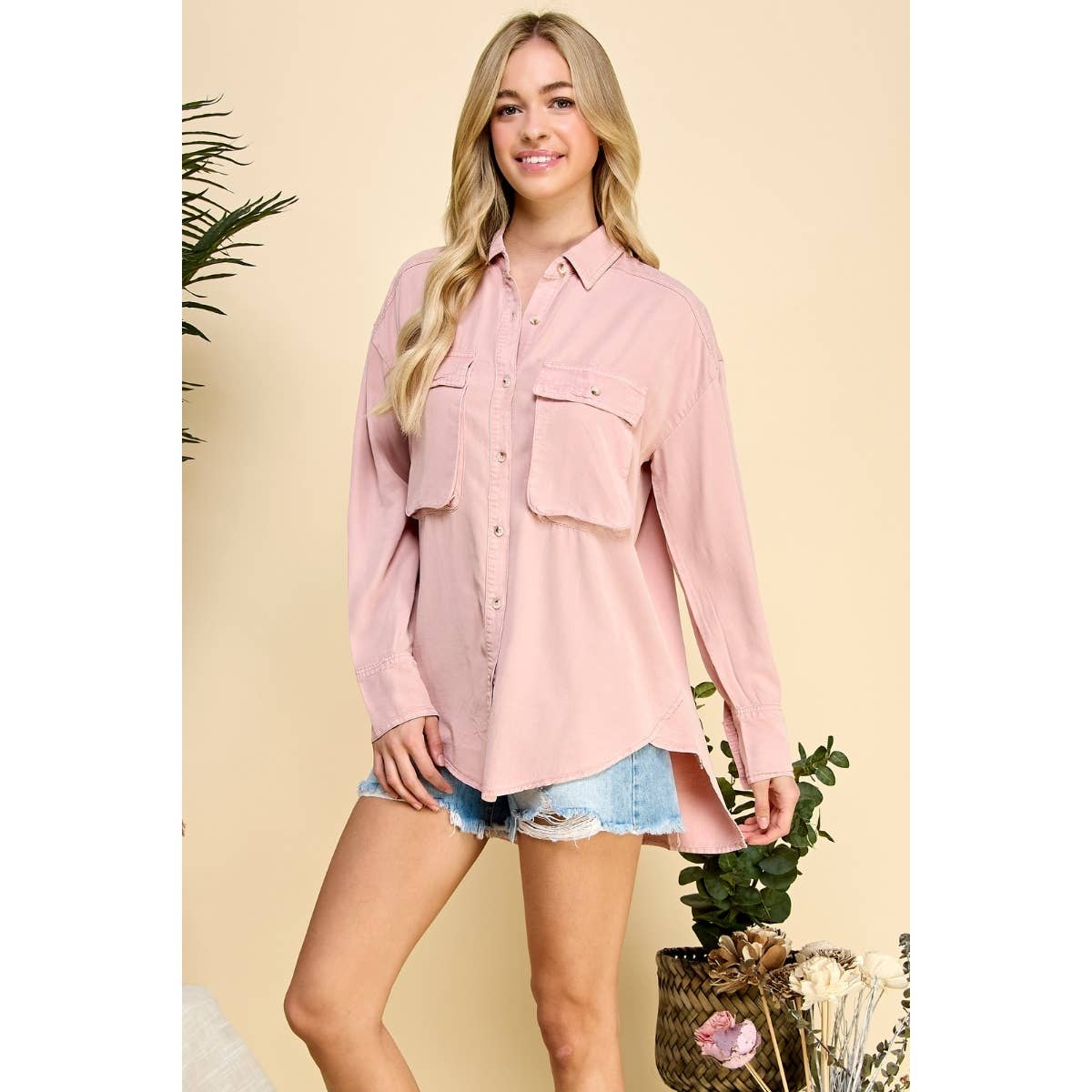 BLUSH OVERSIZE UTILTY SHIRT