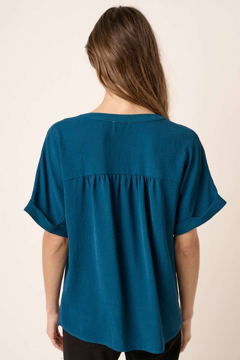 TEAL AIRFLOW PLACKET DOLMAN SLEEVE