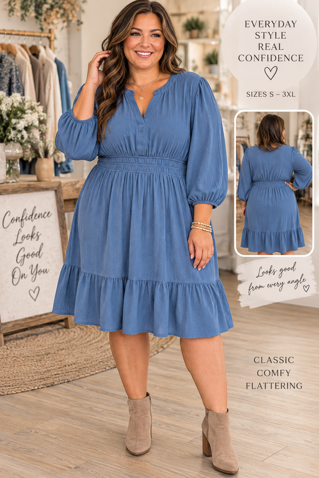 HARVEST BLUE PLUS DRESS