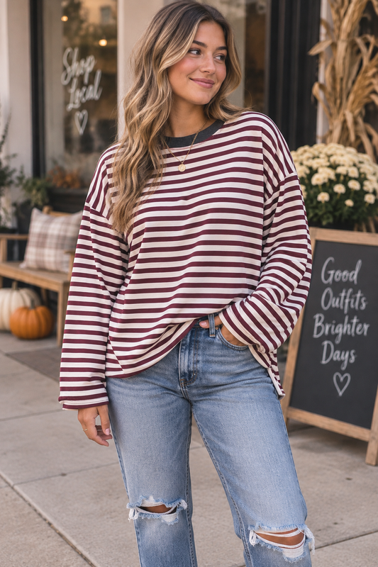WINE COUNTRY STRIPE PULLOVER