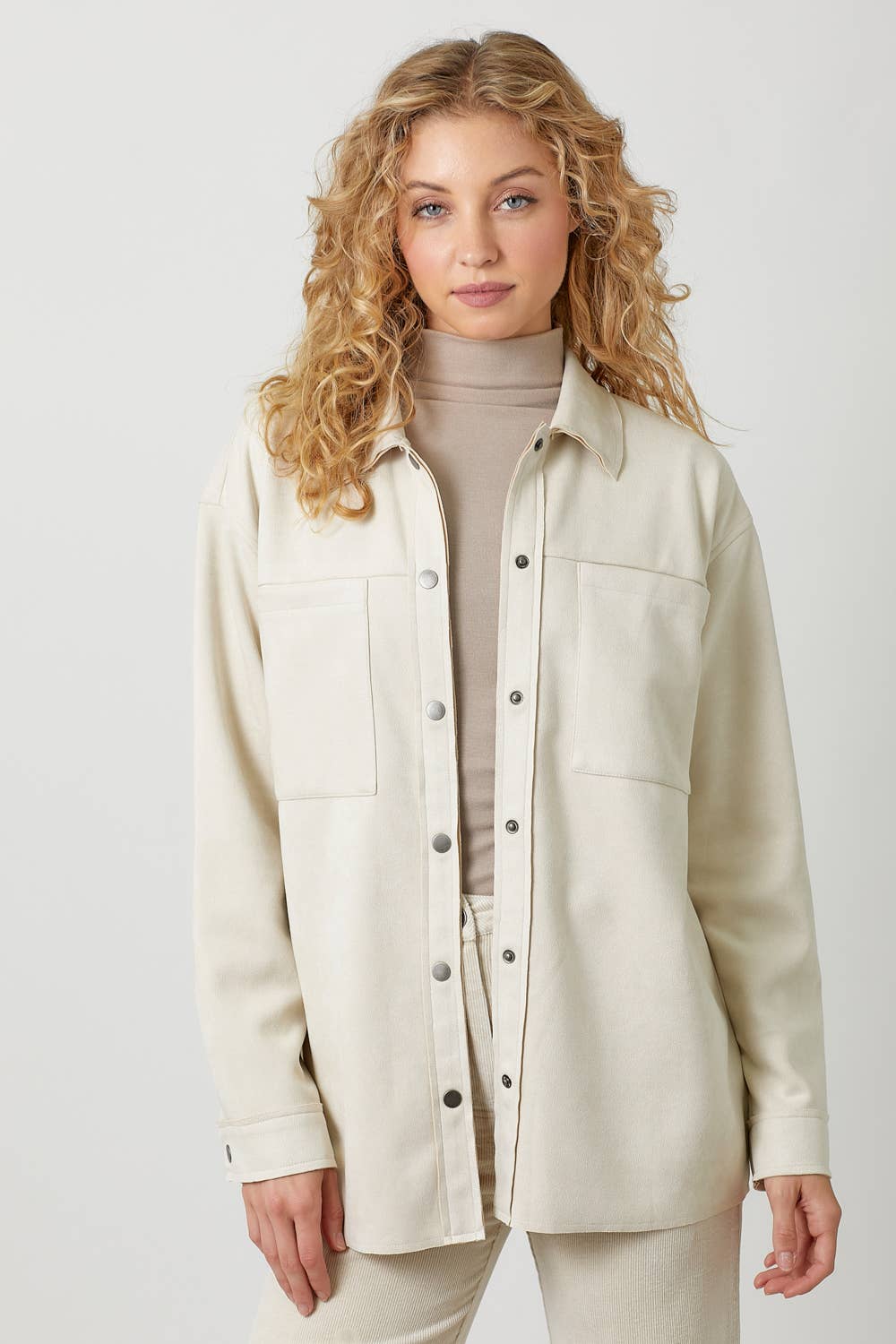CREAM SUEDE SHACKET