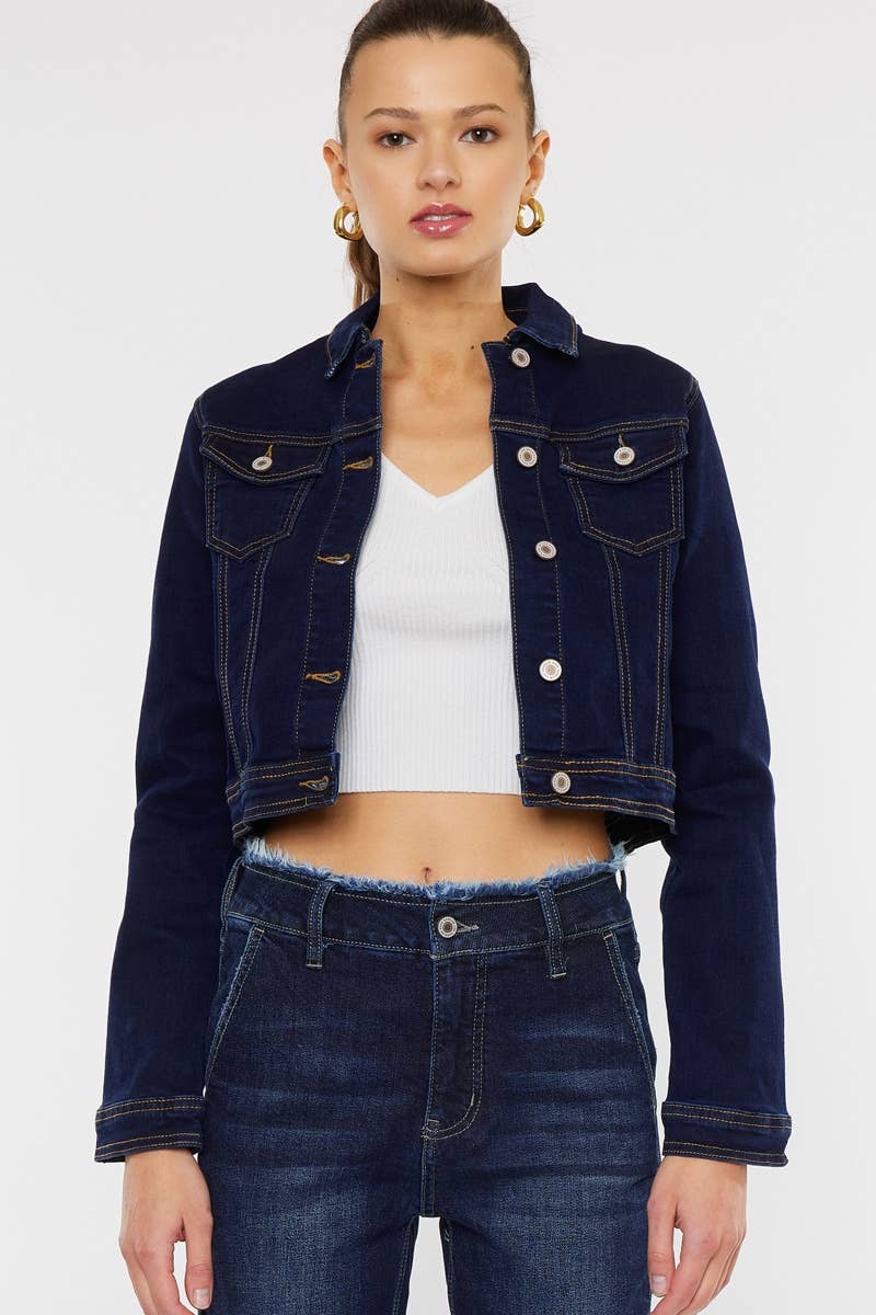 DARK WASH CROP FIT DENIM JACKET