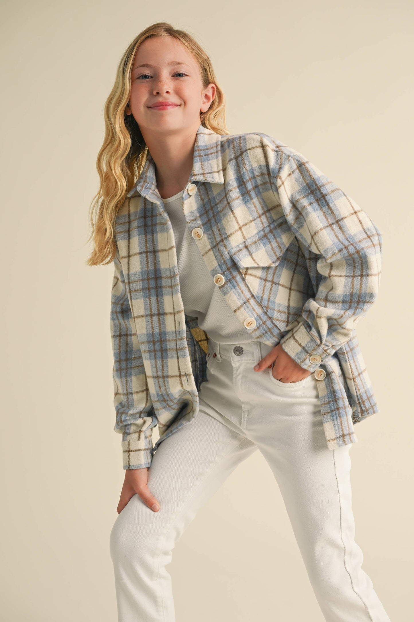 BLUE/IVORY PLAID