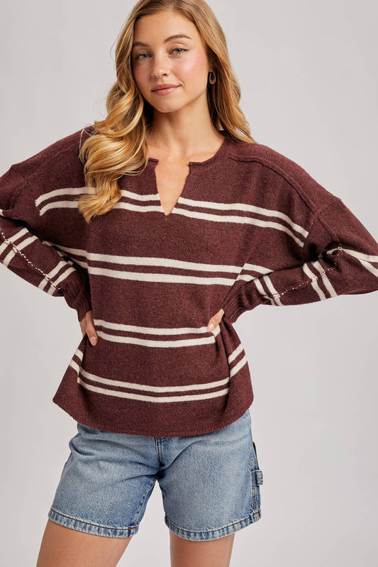 CHESTNUT STRIPED SWEATER