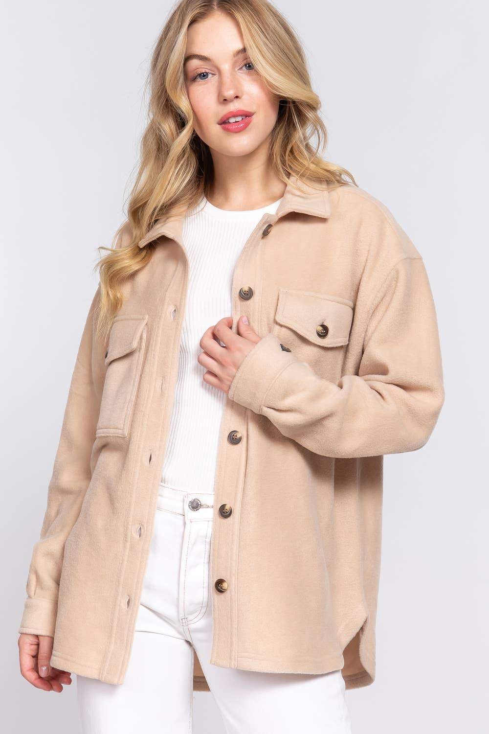 TAN FLEECE SHACKET