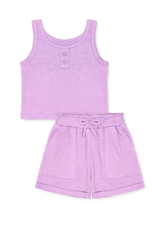 LILAC WAFFLE KNIT SHORT SET