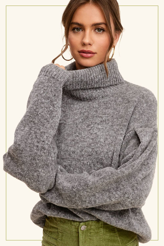 BLACK SESAME  RELAXED FIT  TURTLENECK SWEATER