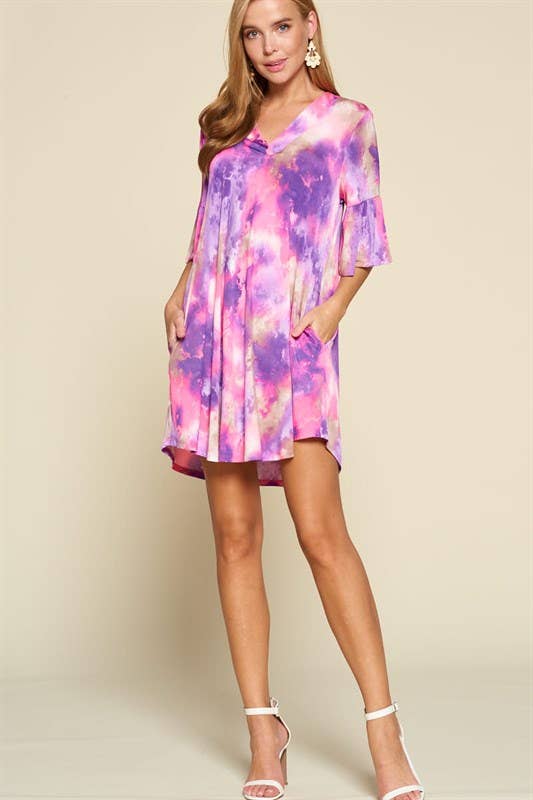 Lovely Venezia Purple Tie Dye  Dress