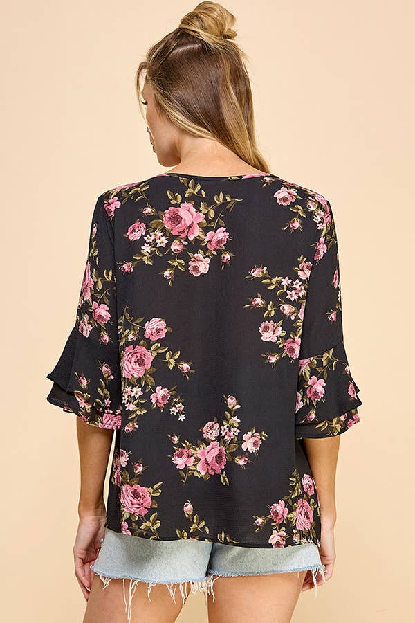 BLACL/ FLORAL 3/4