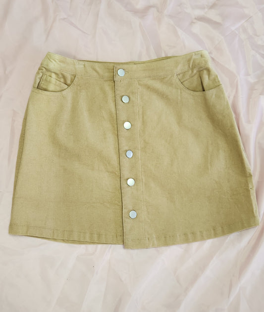 FRONT OPENED BUTTON DOWN CORDUROY SKIRT TAUPE