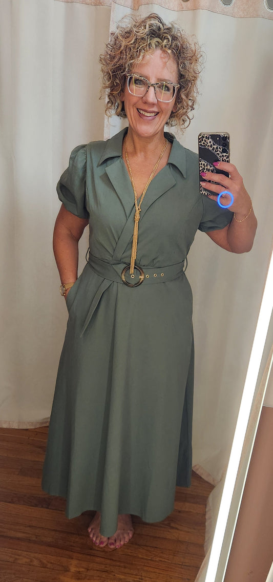 OLIVE MIDI DRESS