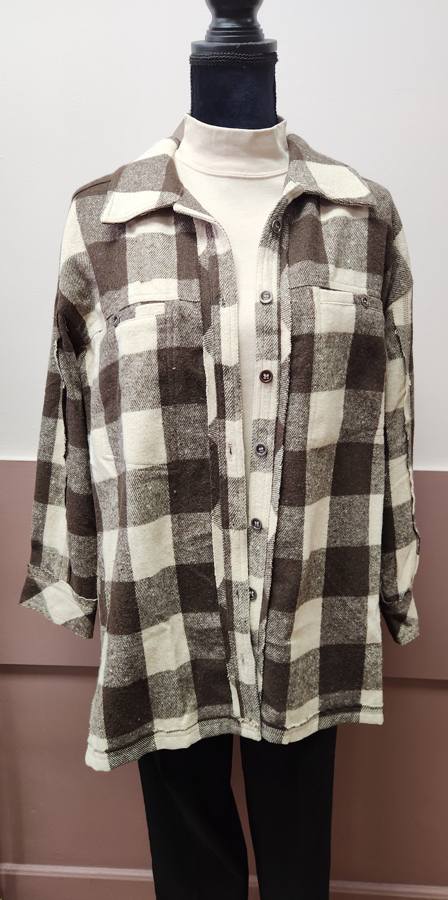 COCO/BEIGE PLAID SHACKET