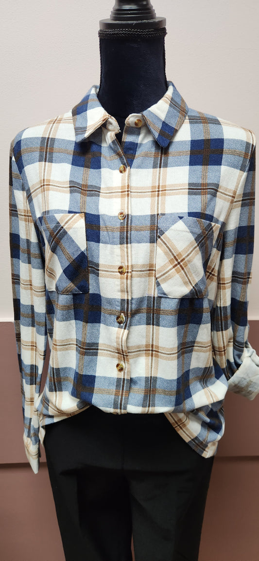 PLAID NAVY/TAN/IVORY