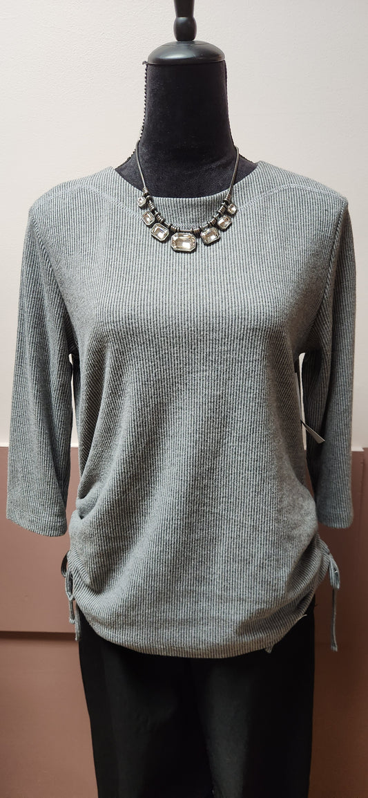 3/4 SLEEVE BROOKLYN RIBBED HEATHER GRAY