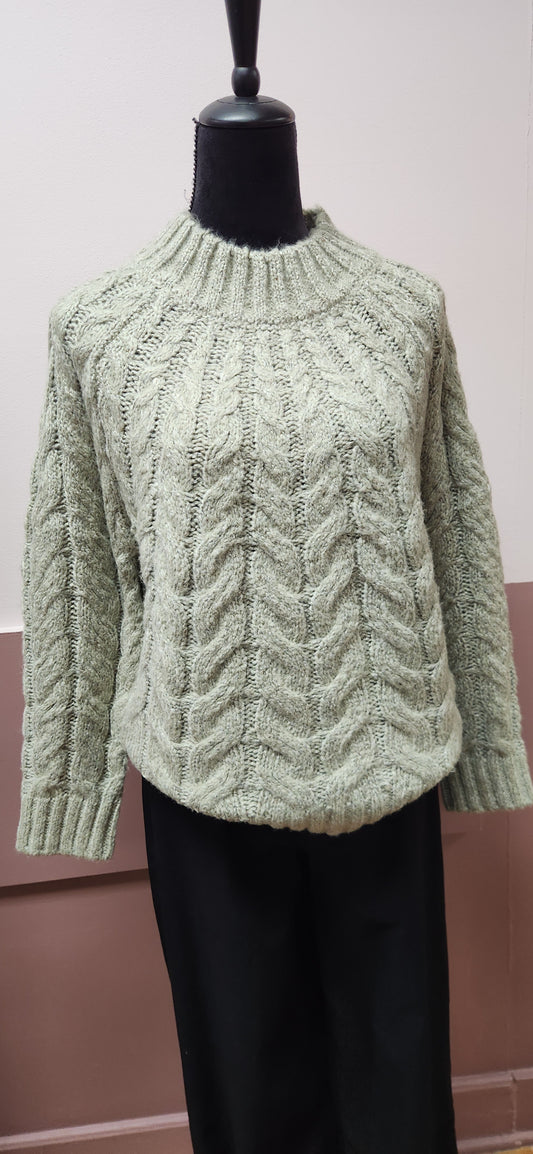 DYLAN CABLE KNIT SWEATER MOSS