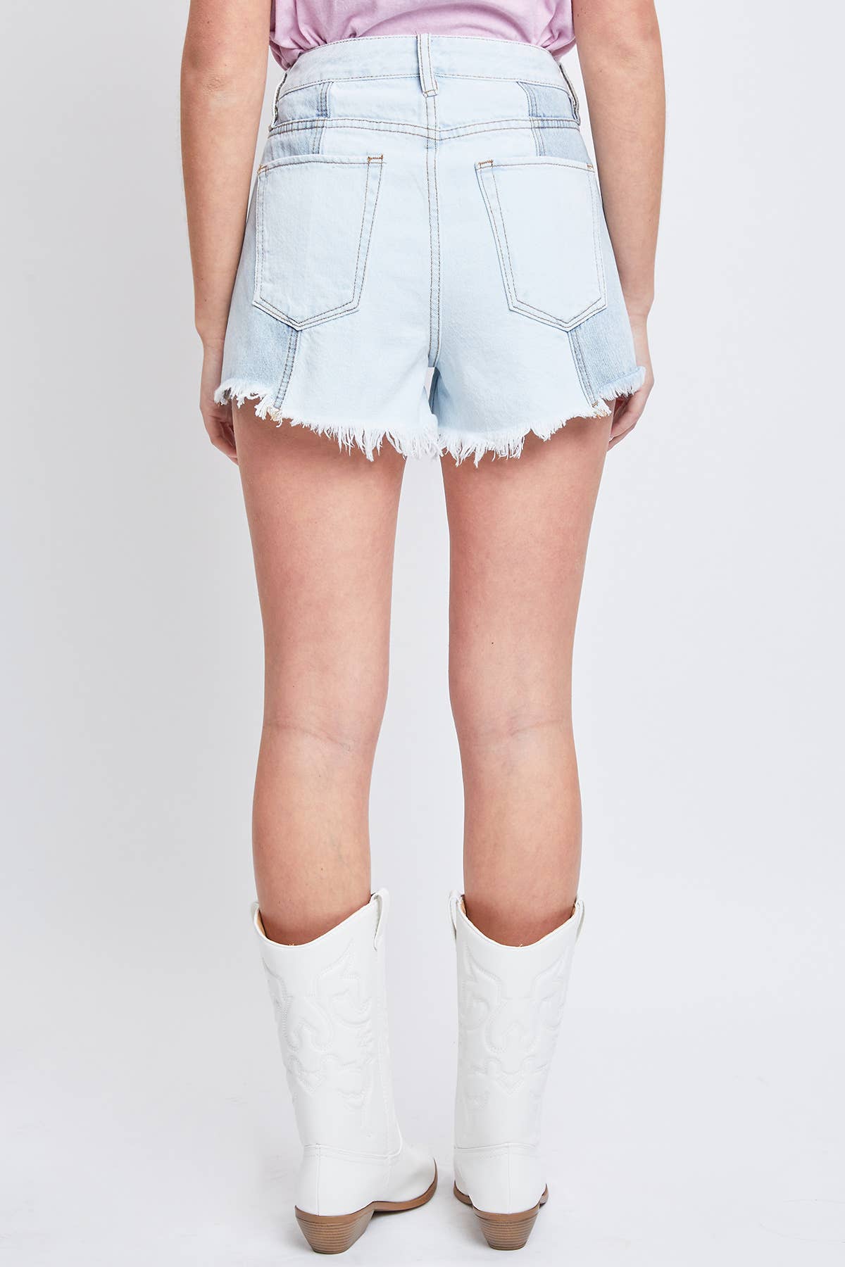 YMI Junior High-Rise Colorblock Denim Short