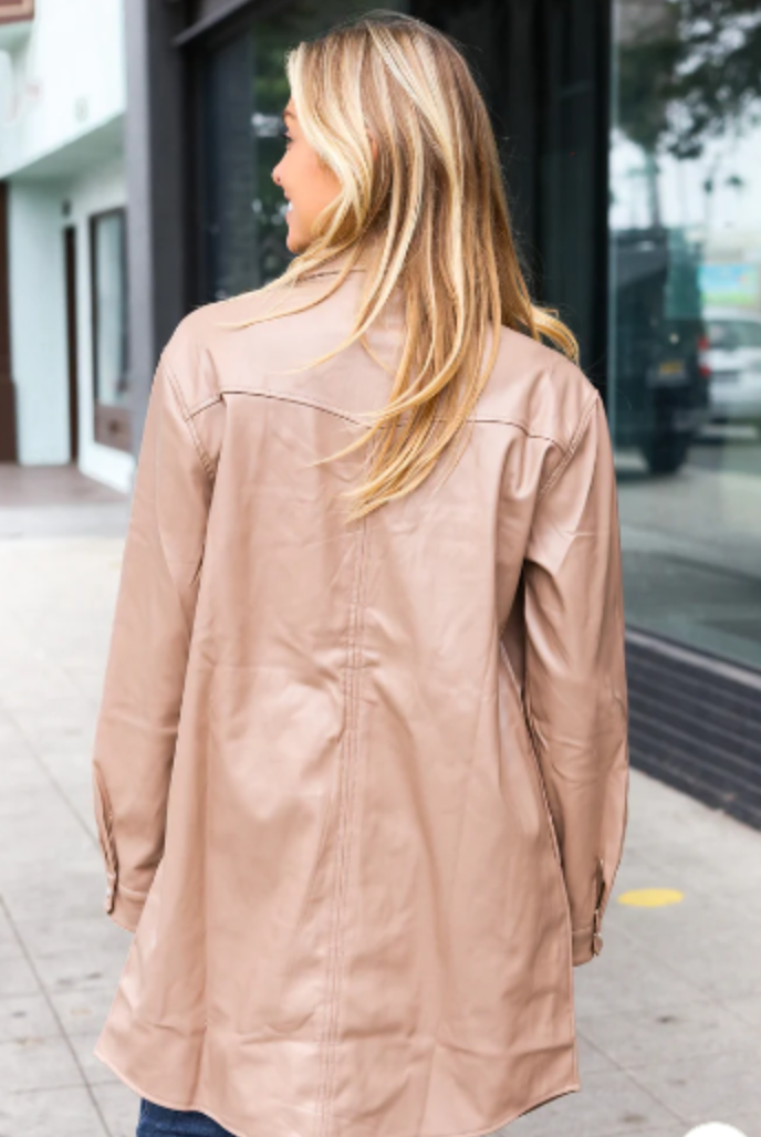 CAMEL DUSTER FAUX LEATHER