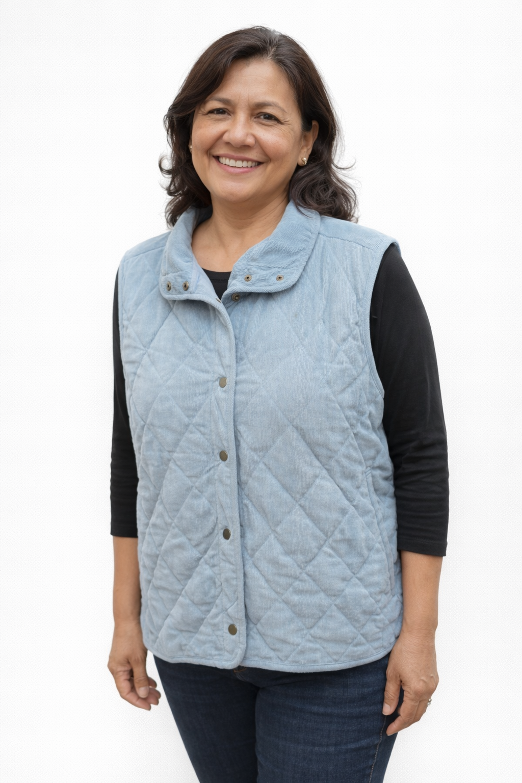 WINTER BLUE SOFT CORDUROY VEST MISSY & PLUS