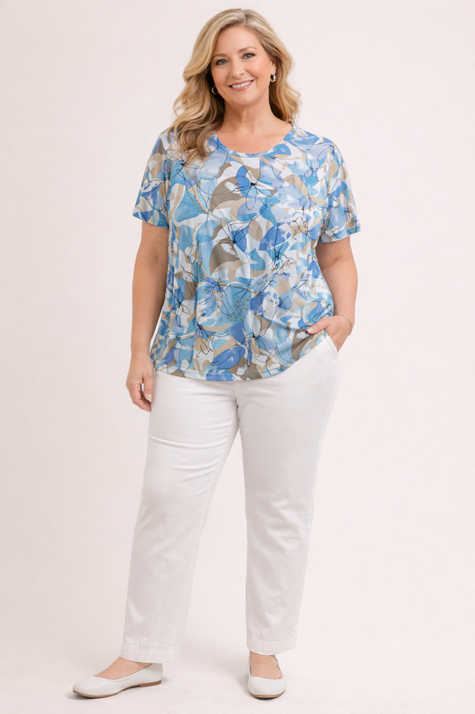 WHITE BRIDGET BENGALINE PULL ON PANT WITH POCKETS