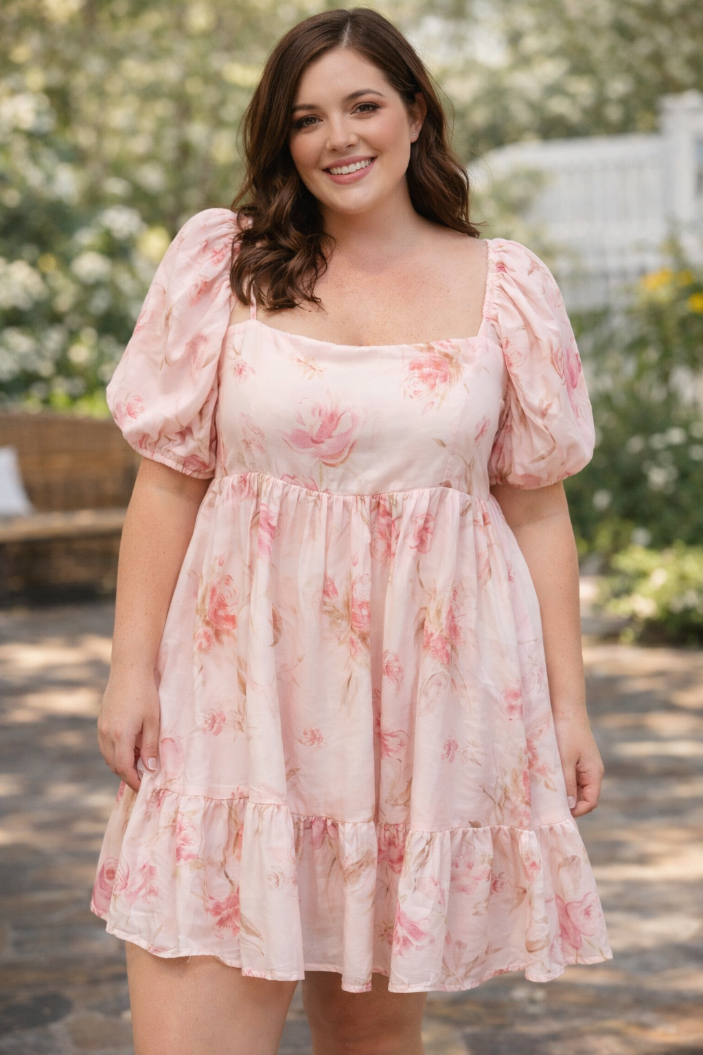 BLUSHING GARDEN BABYDOLL DRESS