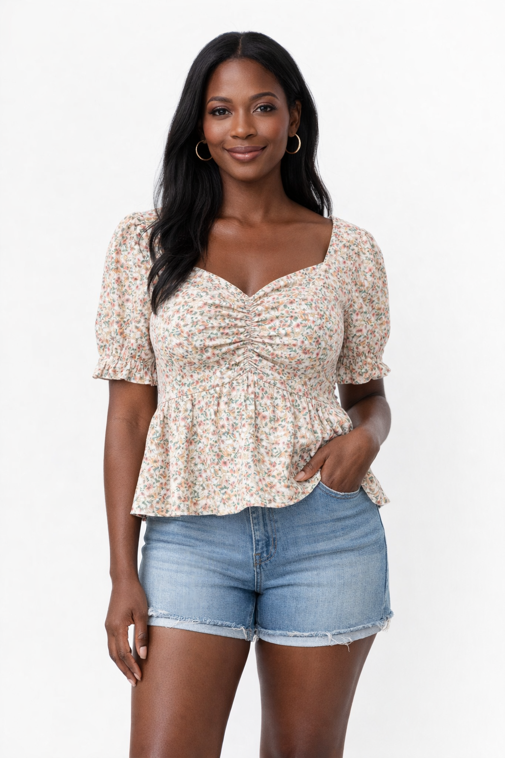 BLUSHING MEADOW PEPLUM TOP