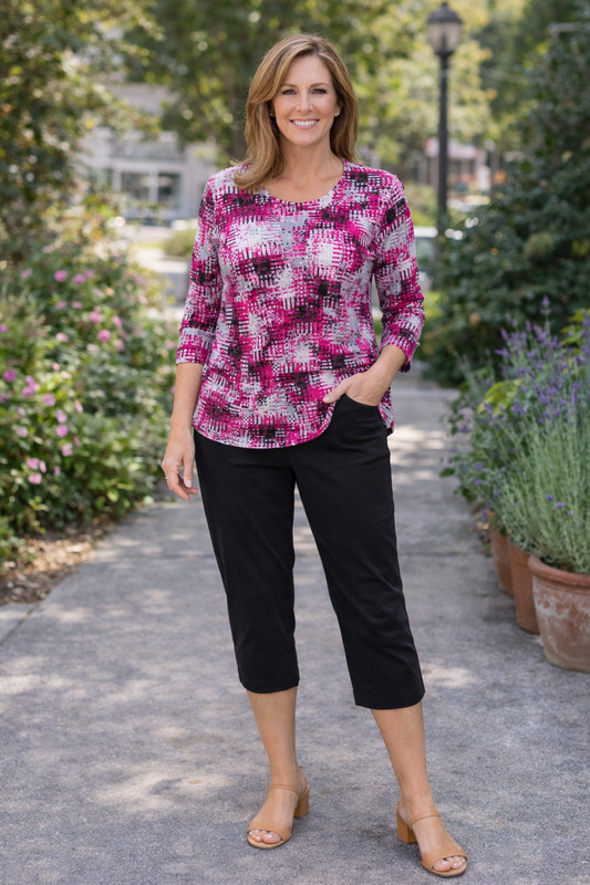 CITY LIGHTS 3/4 SLEEVE BLOUSE