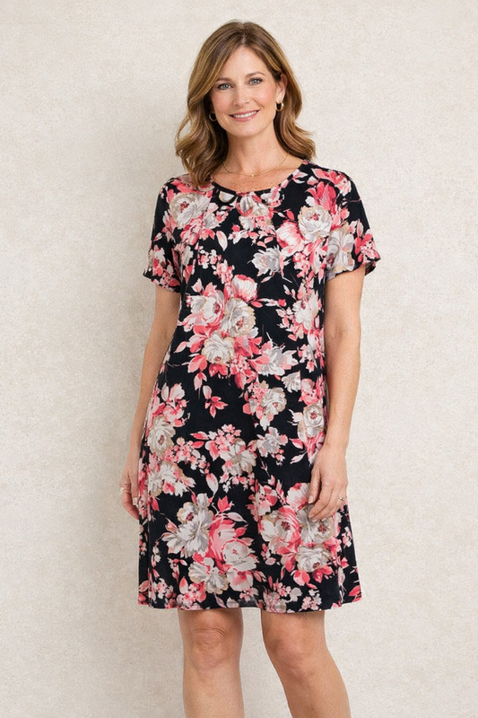 EVERLY FLORAL TEA LENGTH DRESS