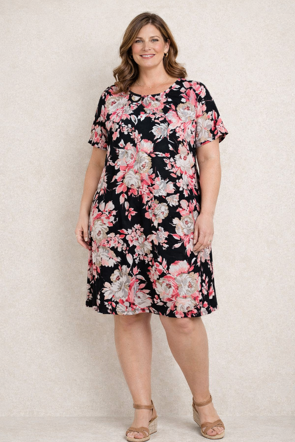 EVERLY FLORAL TEA LENGTH DRESS