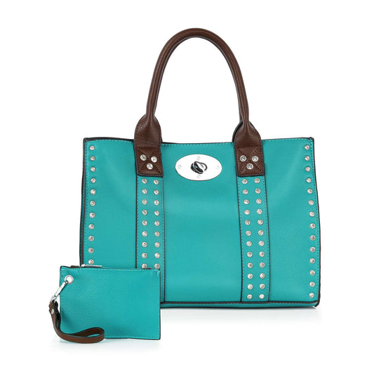 TURQUOISE TWIST LOCK HANDBAG