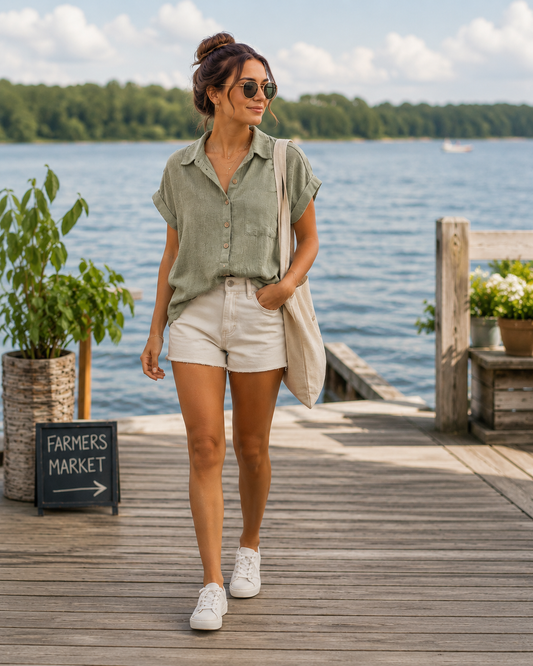 WEEKEND IN THE THUMB BUTTON UP SHORT SLEEVE