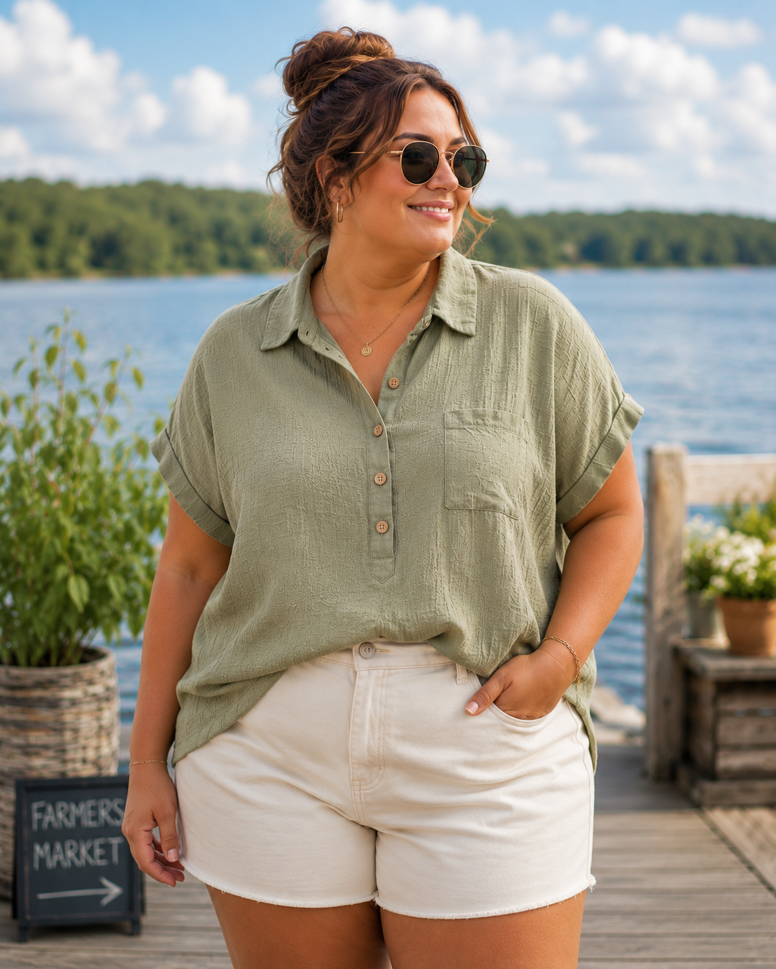 WEEKEND IN THE THUMB BUTTON UP SHORT SLEEVE