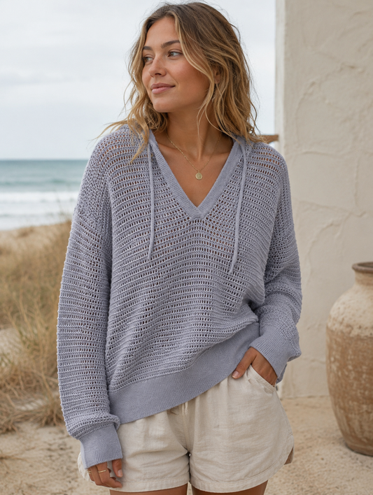 OCEAN MIST KNIT HOODIE