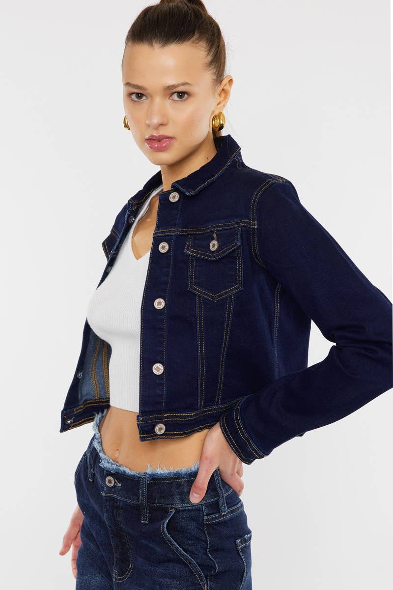DARK WASH CROP FIT DENIM JACKET