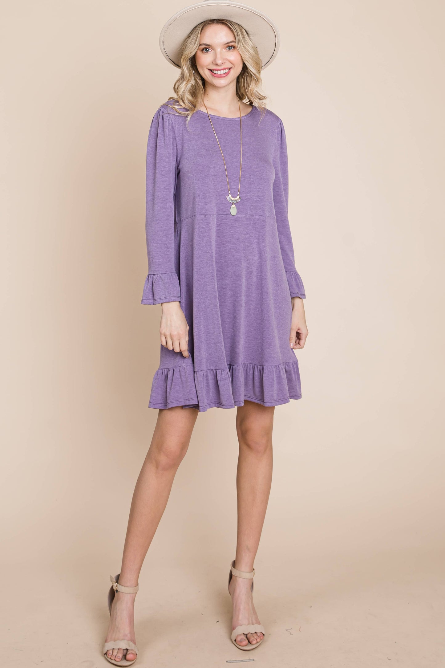 Plus Ruffle Hem Dress Lilac