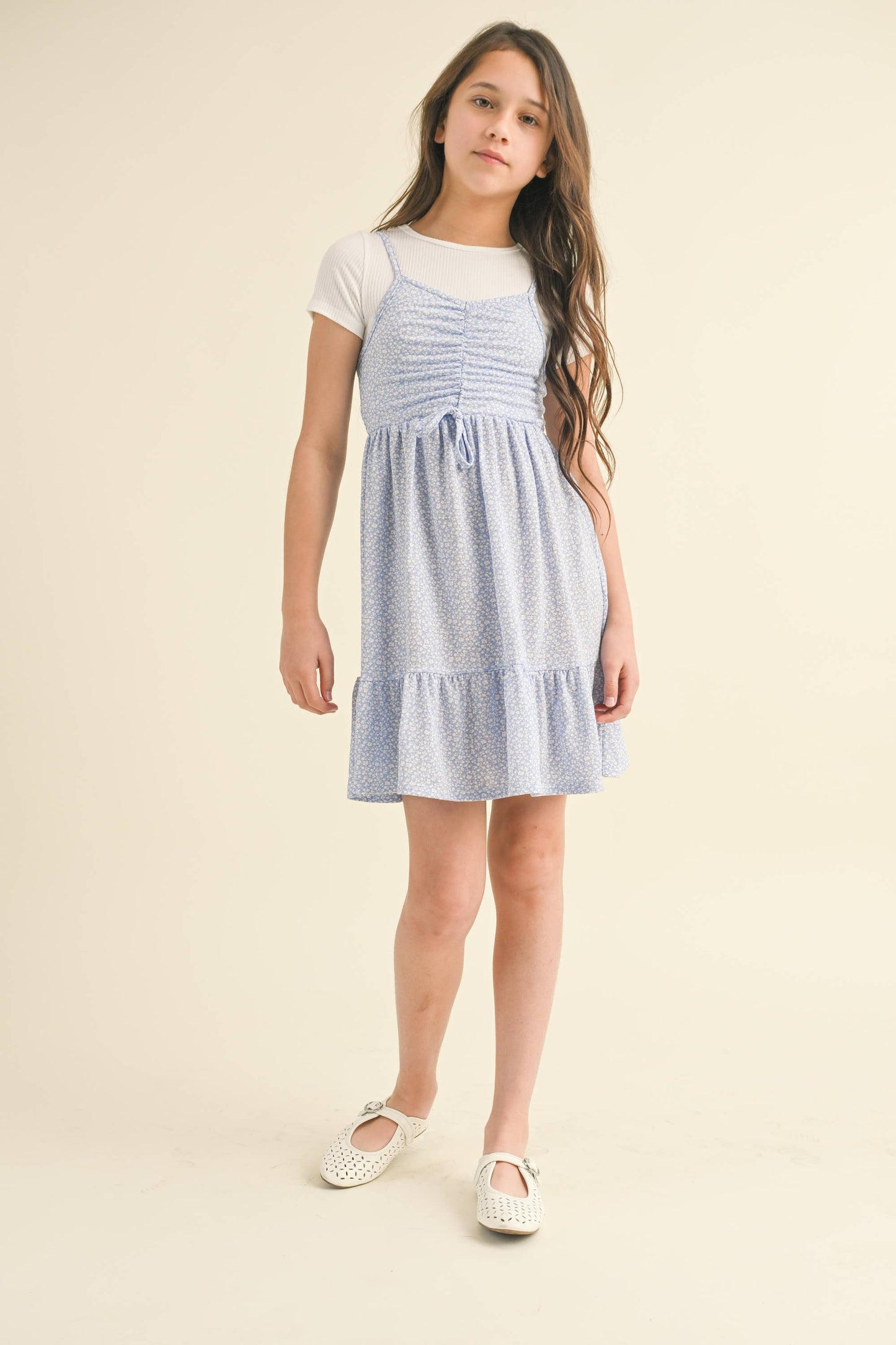 TWEEN KIDS GIRLS CINCHED FLOUNCE DRESS