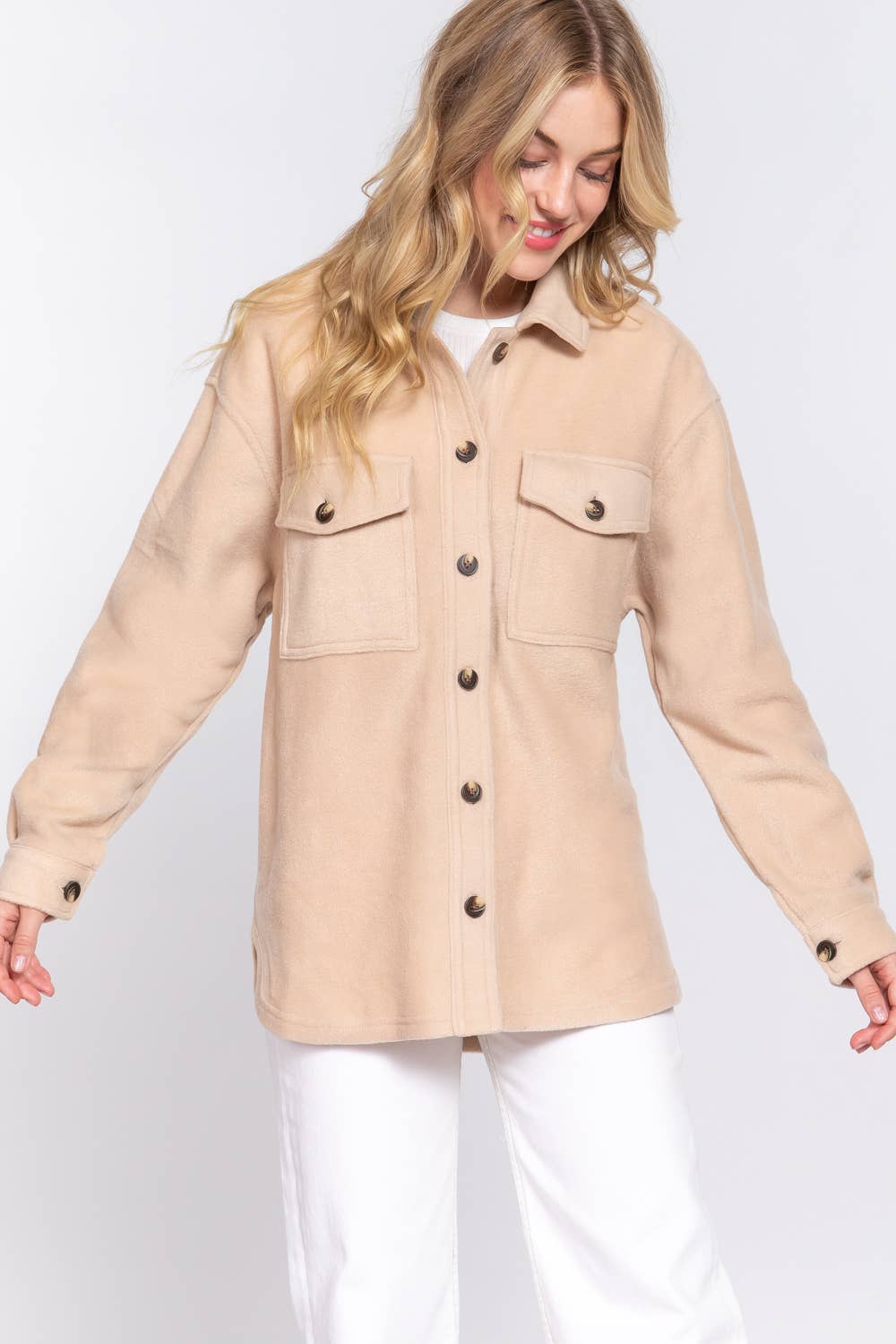 TAN FLEECE SHACKET