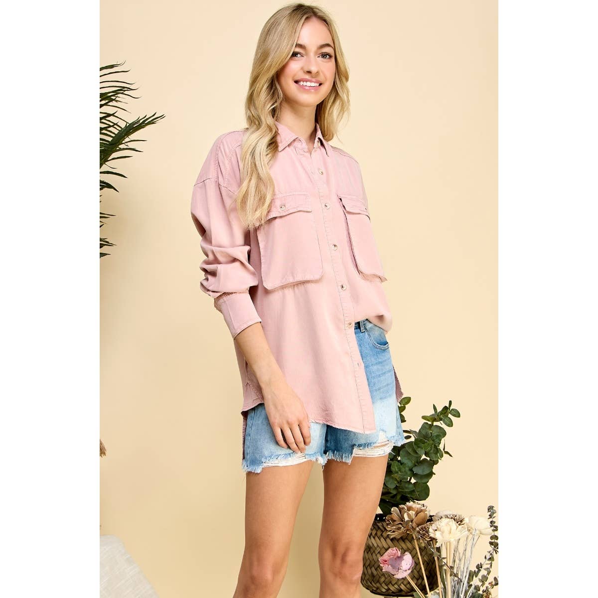 BLUSH OVERSIZE UTILTY SHIRT