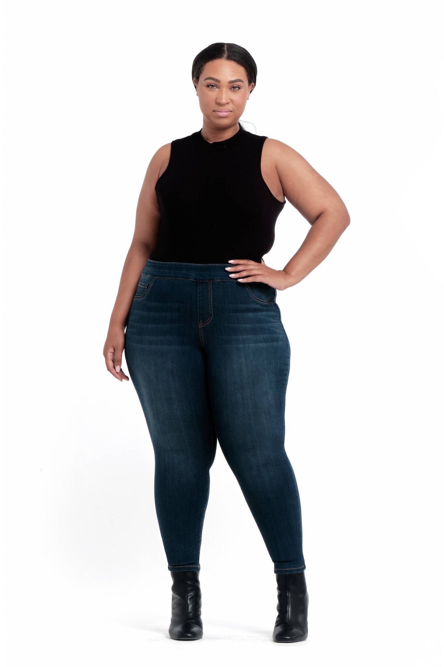 PLUS HIGH-RISE PULL-ON SKINNY ANKLE