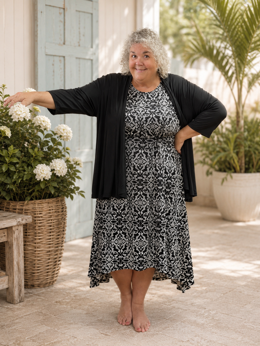 BLACK CLASSIC COMFORT CARDI MISSY & PLUS