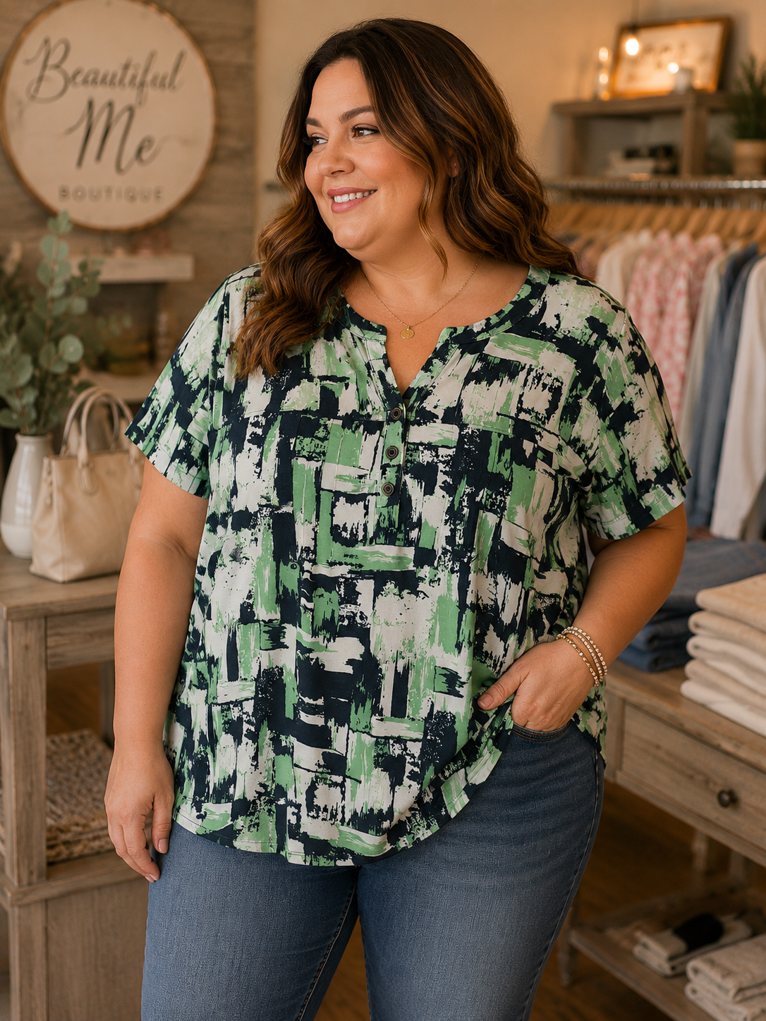 SAGE SKETCH SHORT SLEEVE MISSY & PLUS