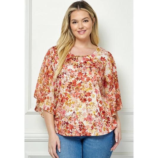 FLORAL WING BLOUSE