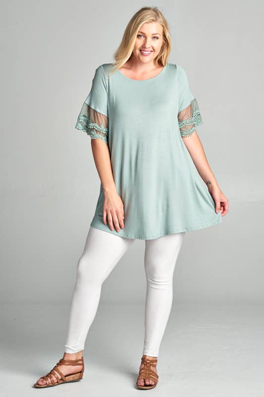 PLUS BLUE SAGE LACE TUNIC