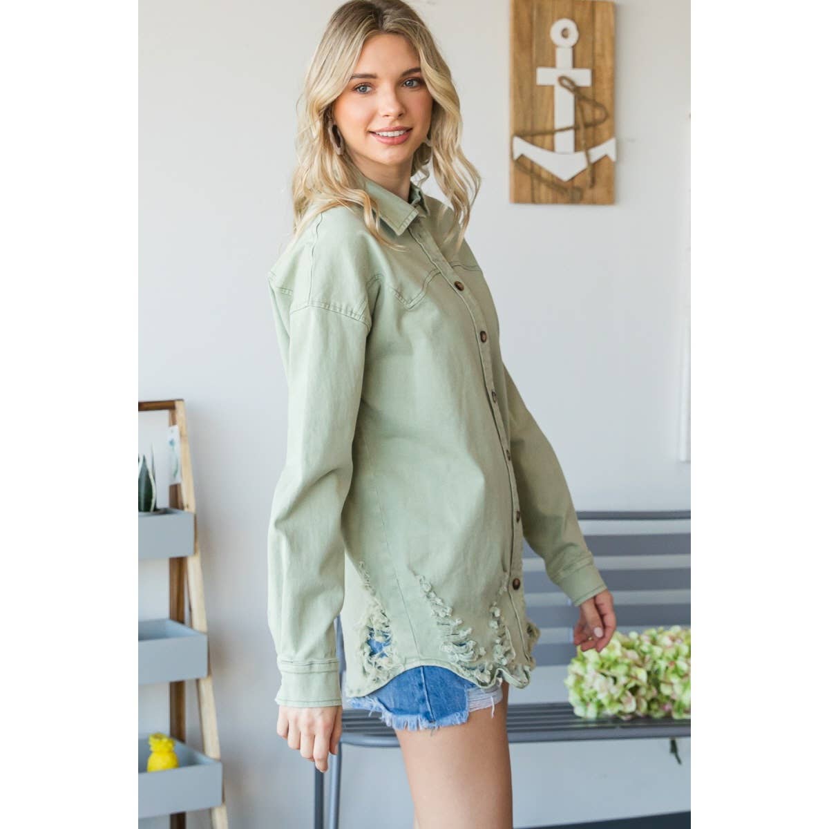 SAGE DISTRESSED SHACKET