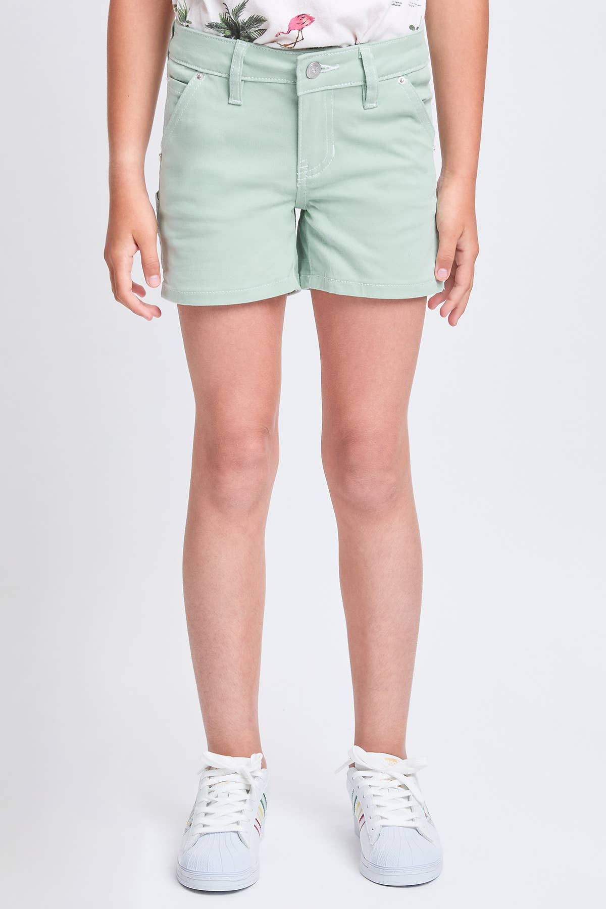 TWEEN GIRLS CONTRAST STITCH CARPENTER SHORTS (7-14)