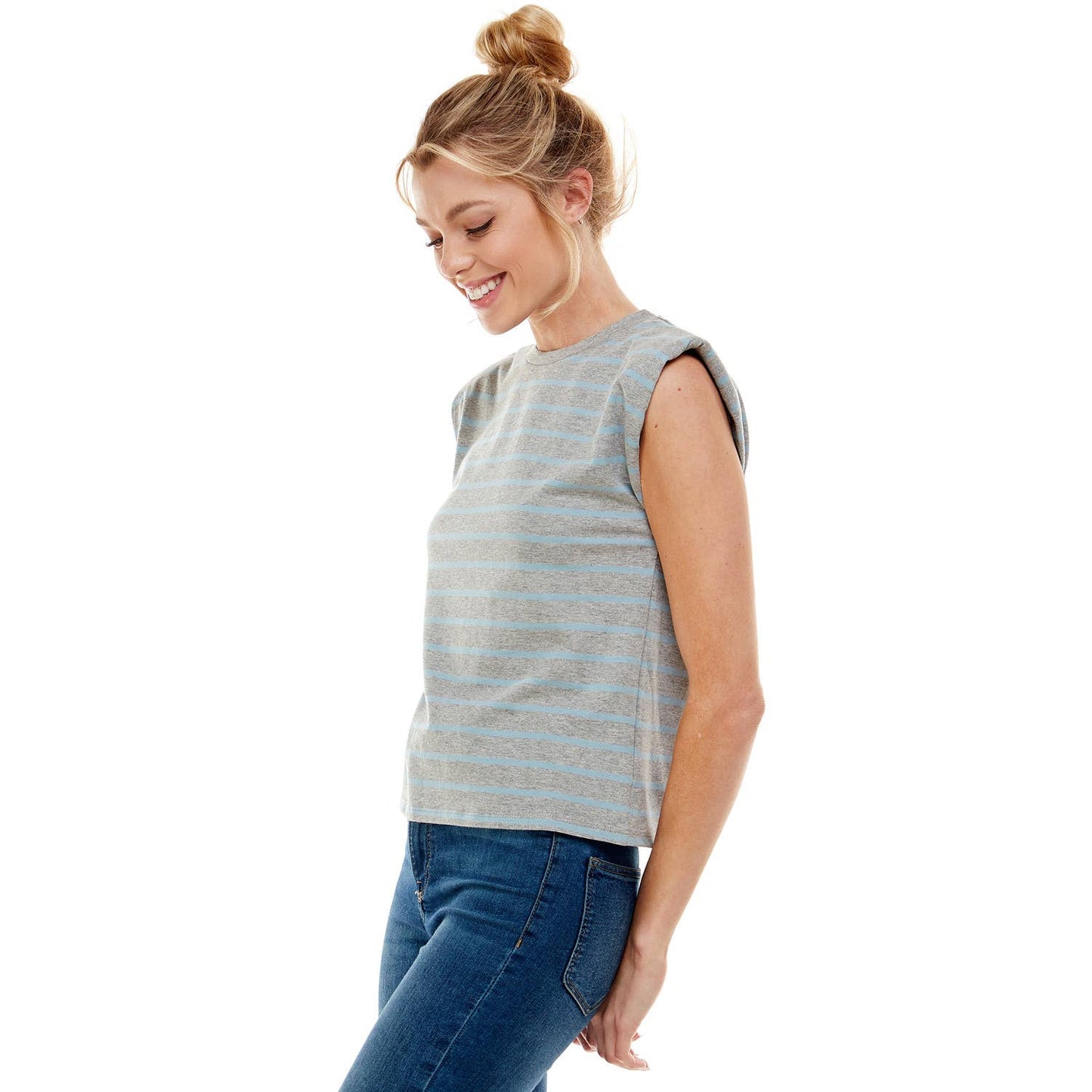 COASTAL CHICK STRIPE SLEEVELESS TANK
